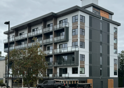 Exterior photo of the Riverside multifamily project in Courtenay from IWCD