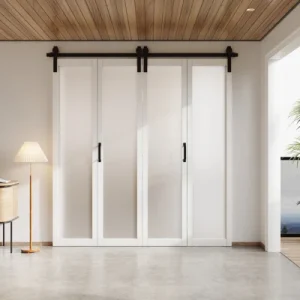 White Bi-Folding Glass Doors 